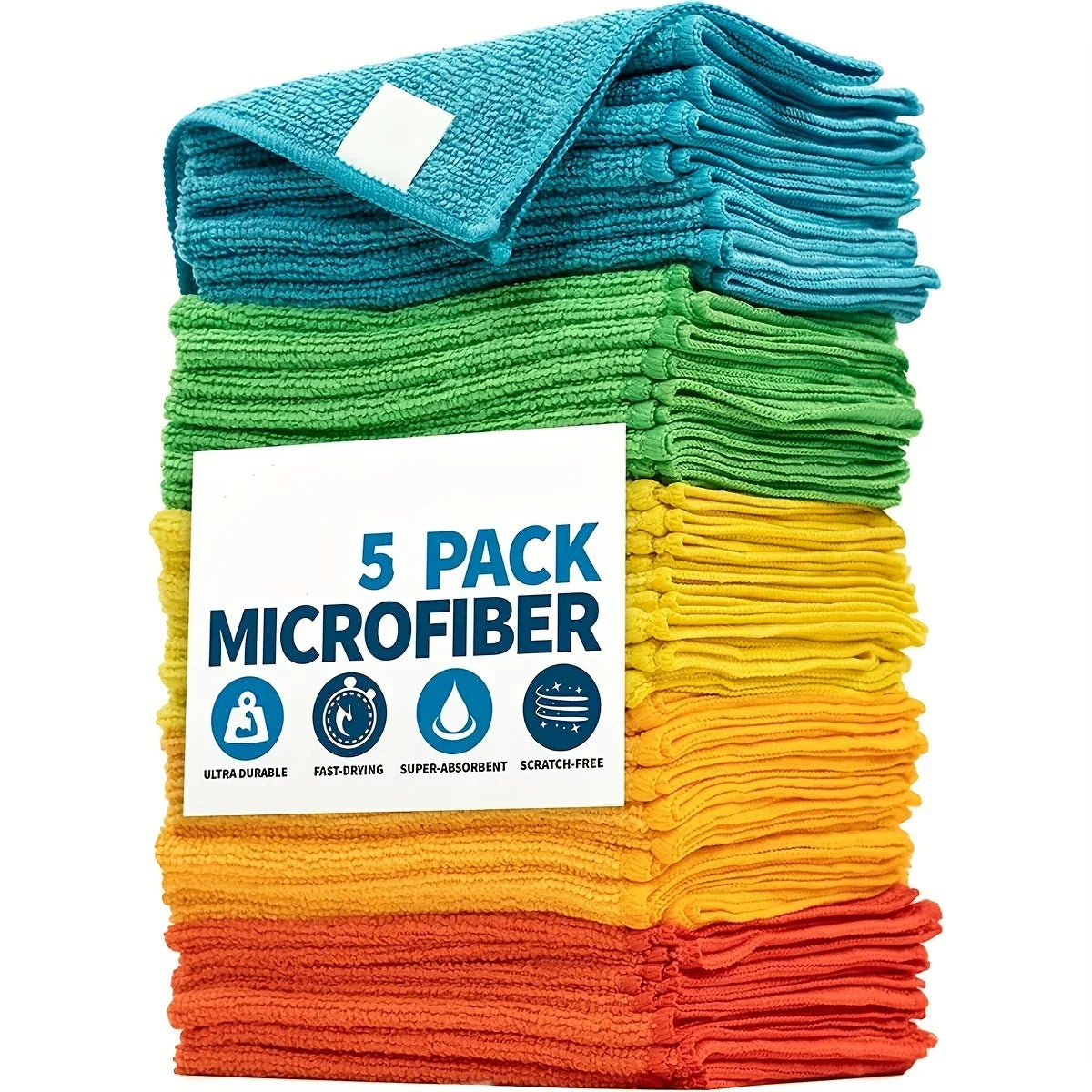 20/10/5/3pcs Microfiber Cleaning Cloth, Dishwashing Cloth Household Rag Kitchen Bathroom Cleaning Towel Durable Absorbent Towel