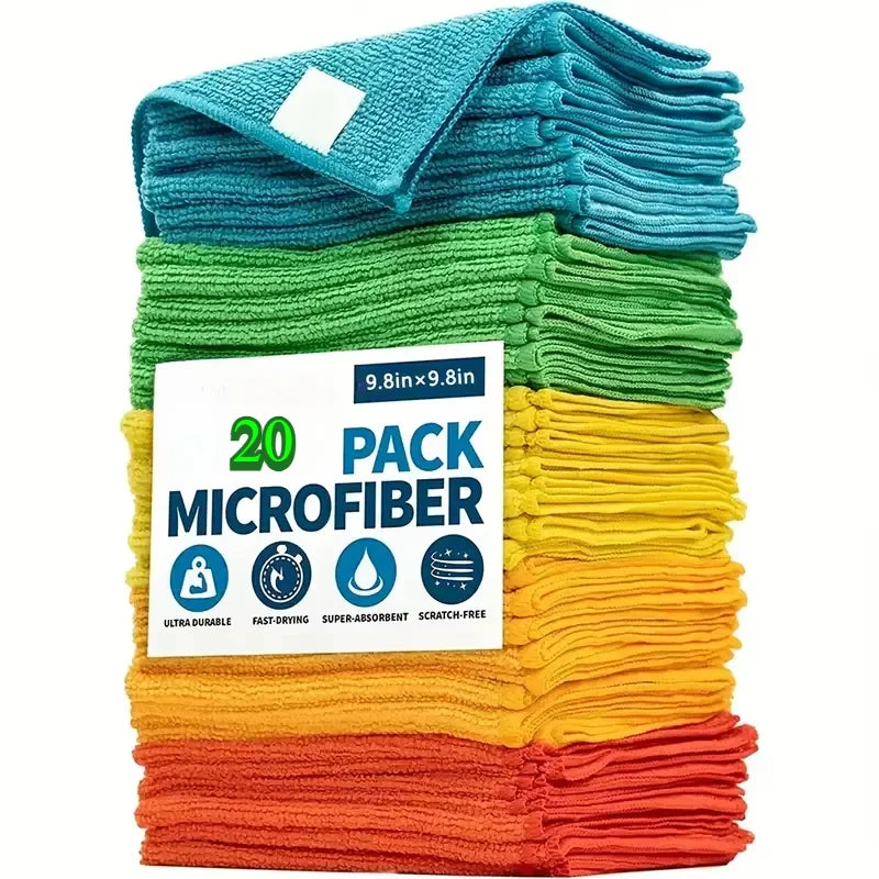 20/10/5/3pcs Microfiber Cleaning Cloth, Dishwashing Cloth Household Rag Kitchen Bathroom Cleaning Towel Durable Absorbent Towel