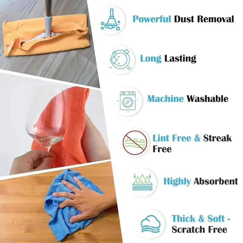 20/10/5/3pcs Microfiber Cleaning Cloth, Dishwashing Cloth Household Rag Kitchen Bathroom Cleaning Towel Durable Absorbent Towel