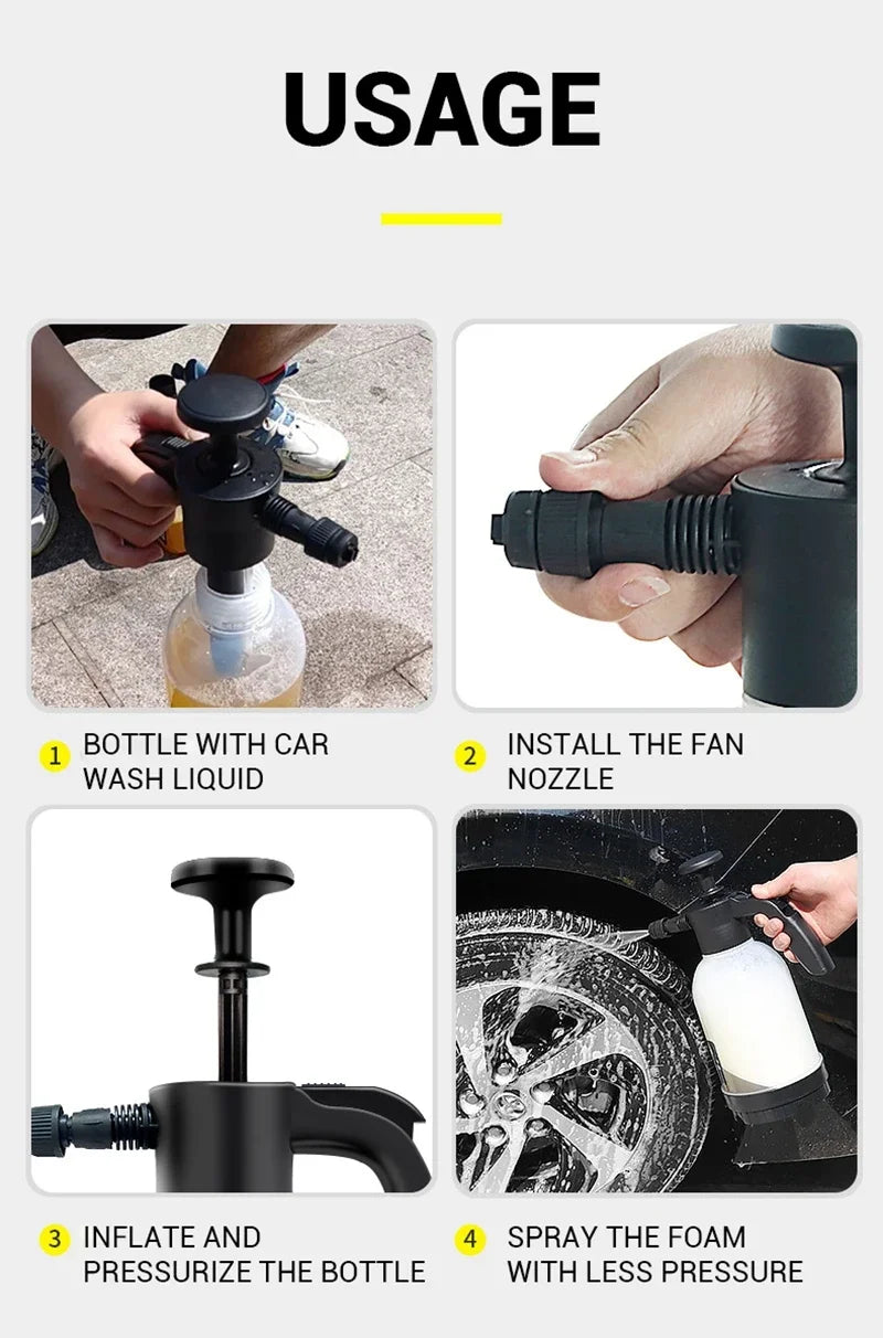 Air pressure car wash foam spray can Special household cleaning glass spray can Fan-shaped acid-alkali-resistant foam spray can