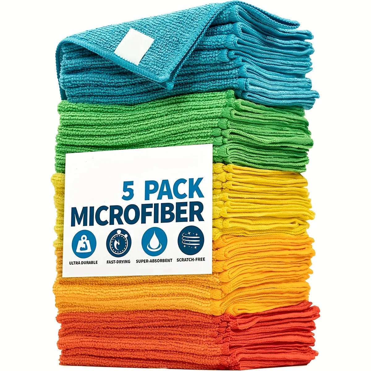 20/10/5/3pcs Microfiber Cleaning Cloth, Dishwashing Cloth Household Rag Kitchen Bathroom Cleaning Towel Durable Absorbent Towel