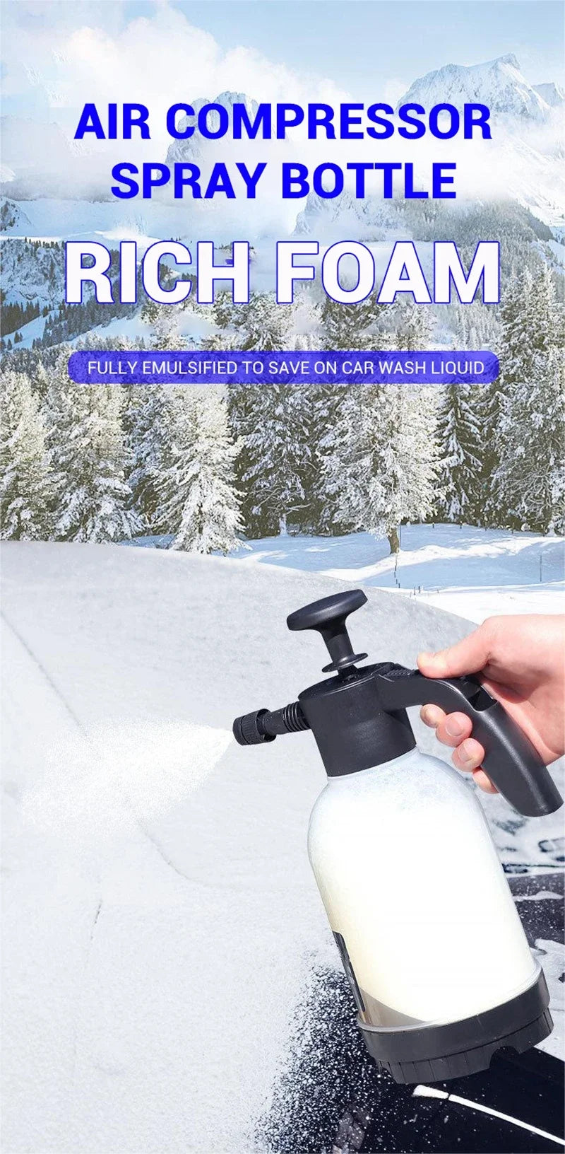 Air pressure car wash foam spray can Special household cleaning glass spray can Fan-shaped acid-alkali-resistant foam spray can